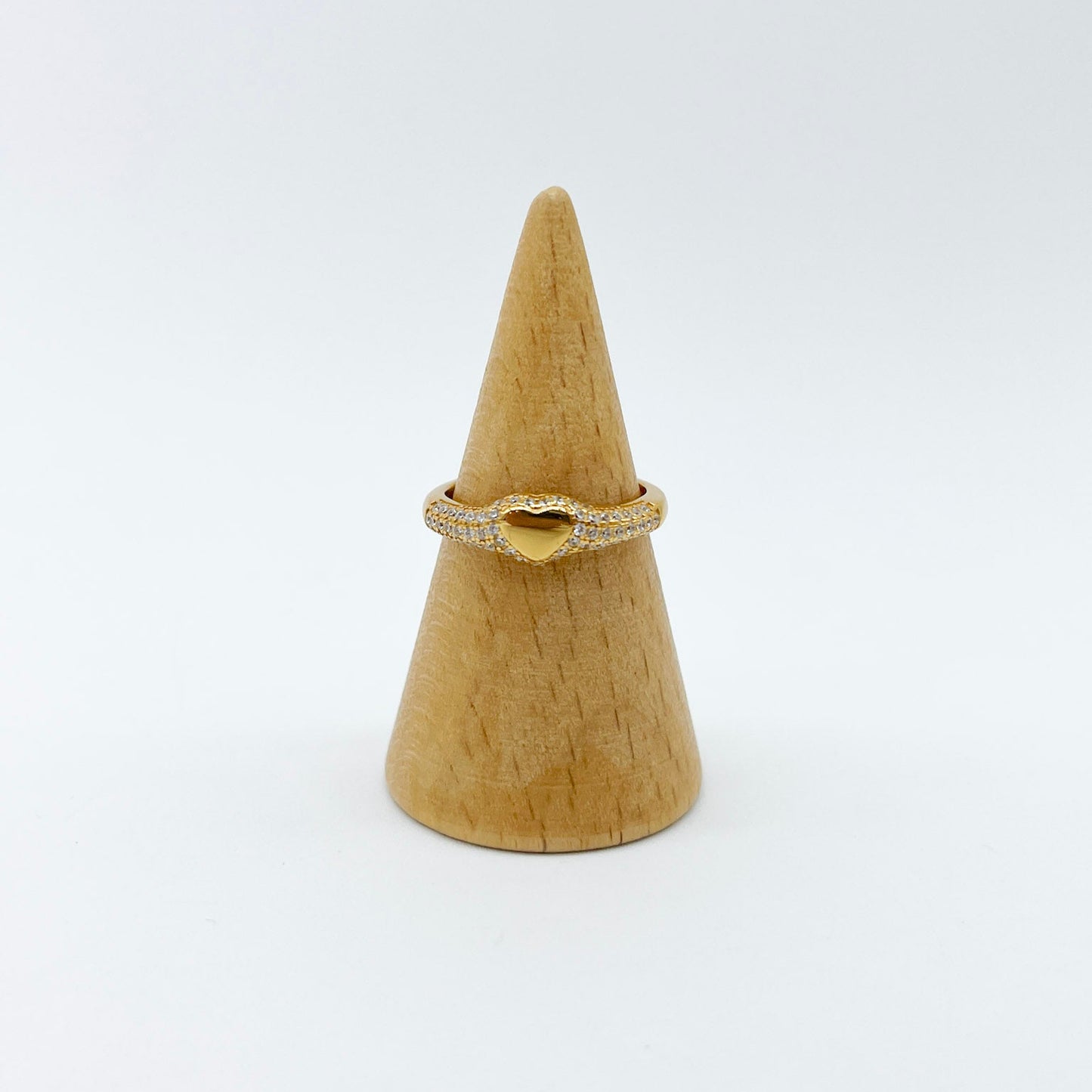 ANILLO CORAZON DORADO Y ZIRCONIAS