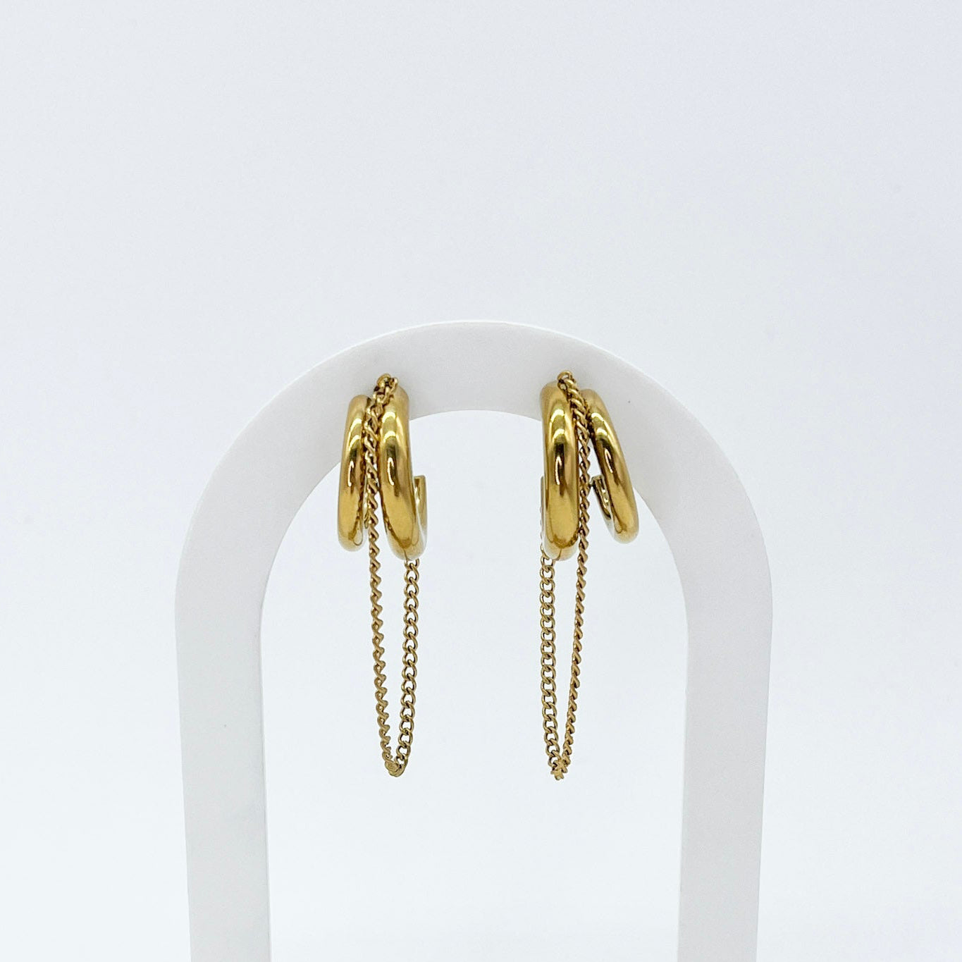 ARETES LIBIA DOBLE CON CADENA COLGANTE