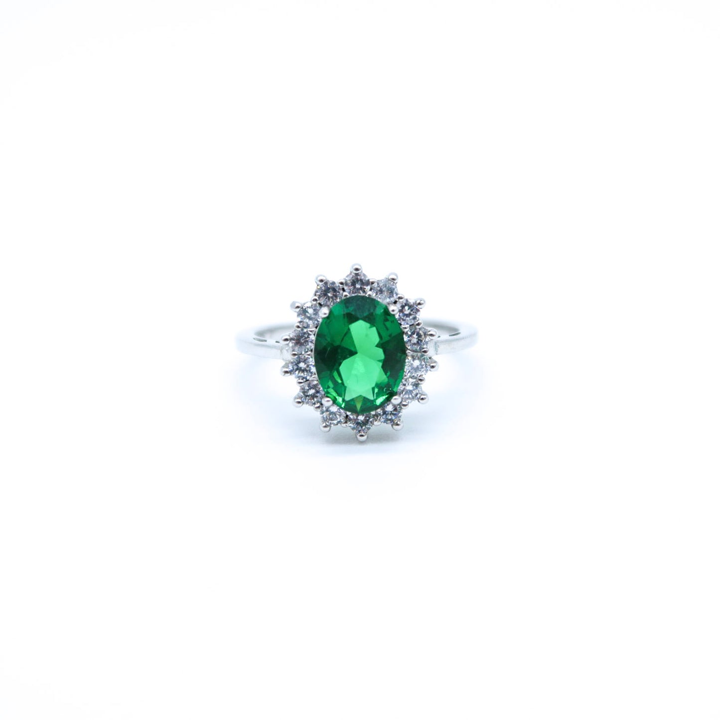 ANILLO OVAL VERDE CON ZIRCONIAS