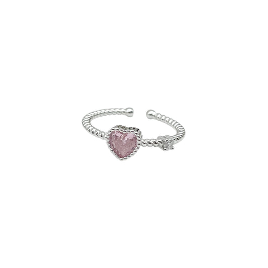 ANILLO CORAZON ROSA PLATA .925